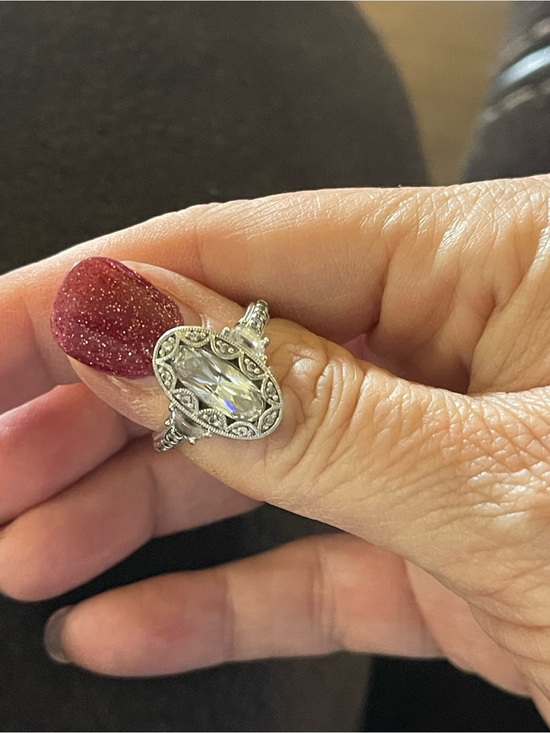 Tacori Jewelry - Tacori Vintage-Inspired Silver Marquise Crystal Ring - Clear